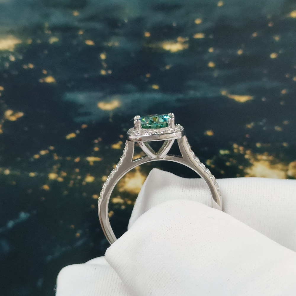 1/2/3 Carat Green Moissanite Square-Shaped Ring, Gift